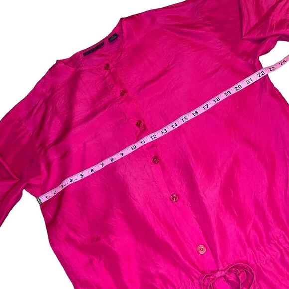 Pink silk drawstring waist Oversized blouse - Quarters size small - Picture 10 of 12